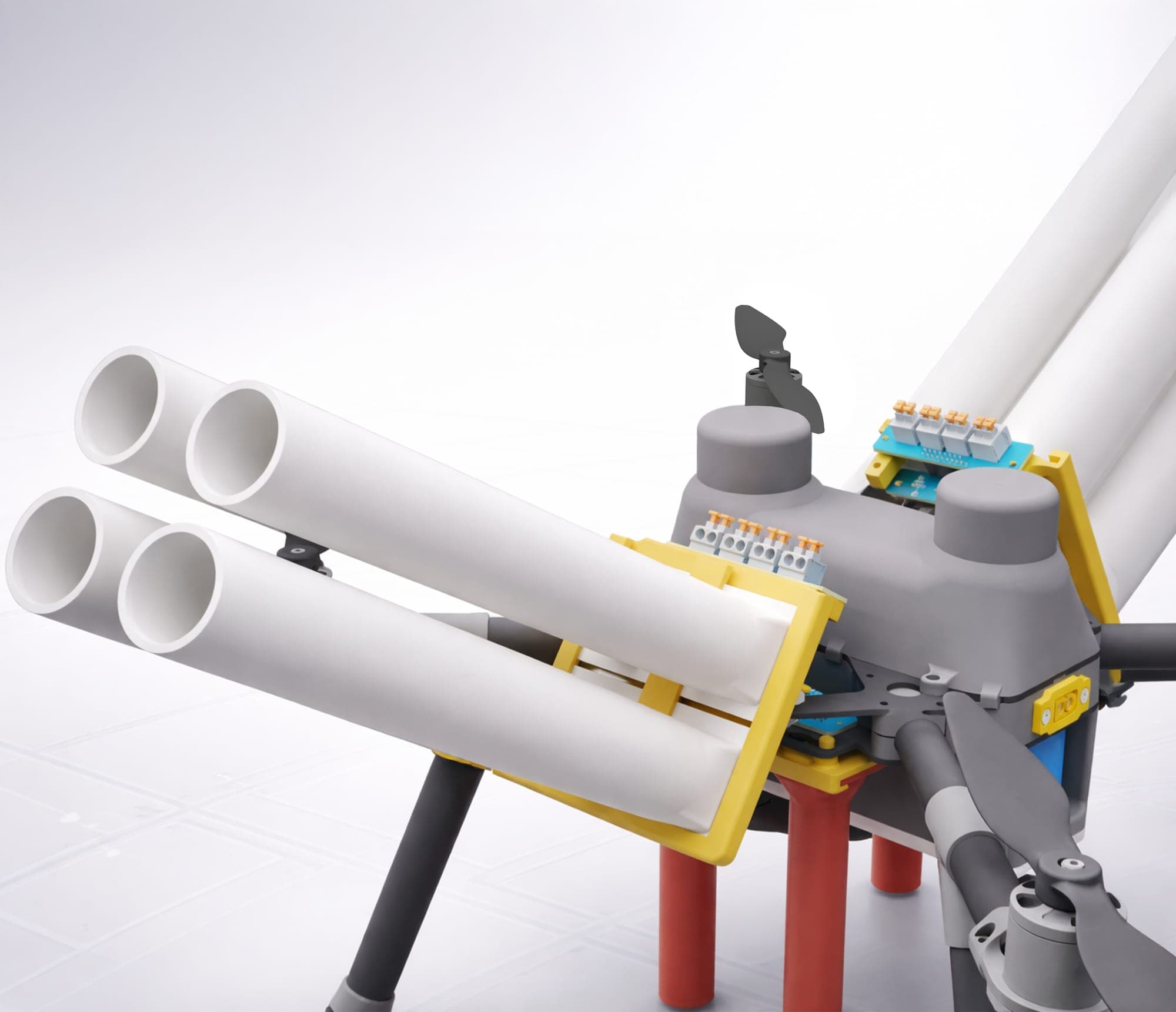 MD12 pyrotechnic firing tubes and electronics, close up