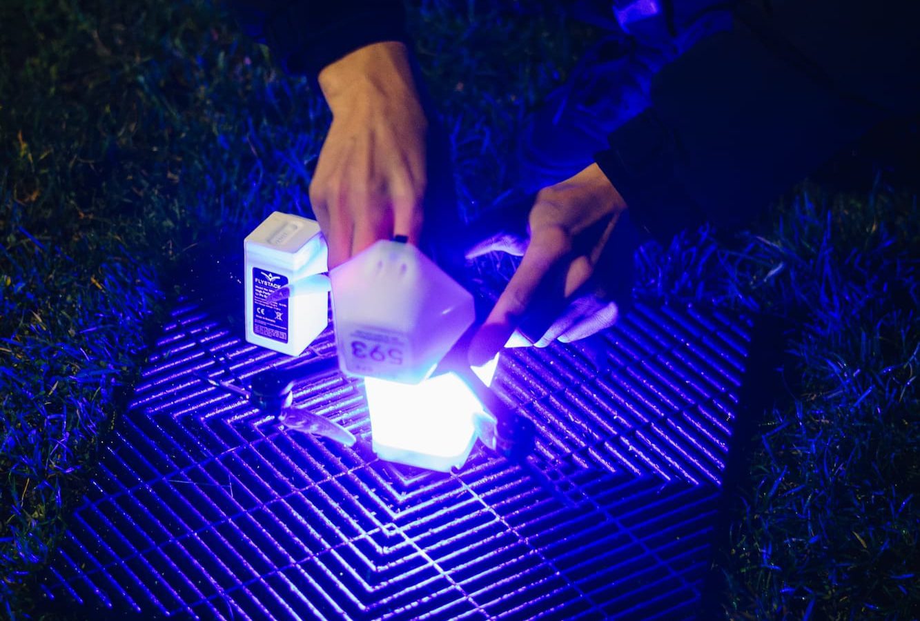 GP4 pyrotechnic leg being set up and armed on the ground at night